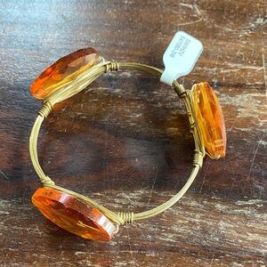 Brass wire wrapped bangle bracelet